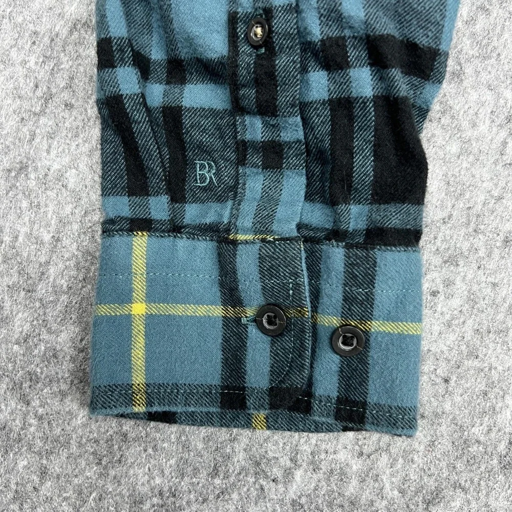Banana Republic Shirt Mens L Blue Plaid Flannel Long Sleeve Button Casual Fall